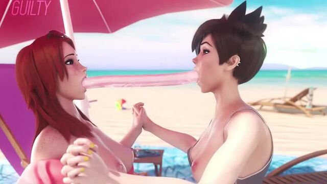 Tracer - yuri; lesbian; small tits; double dildo; kissjob; 3D sex porno hentai; [Overwatch] - xyesoska.net